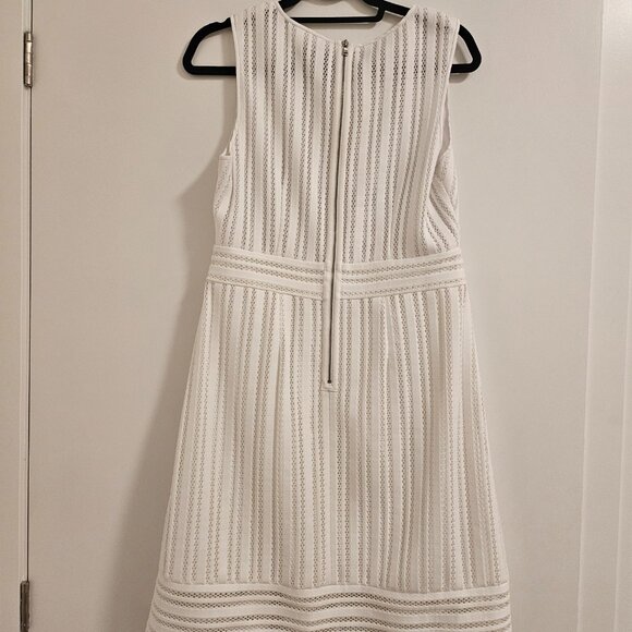 J. Crew White Sleeveless V-Neck Eyelet Fit and Flare Dress (size 10) - Picture 2 of 3